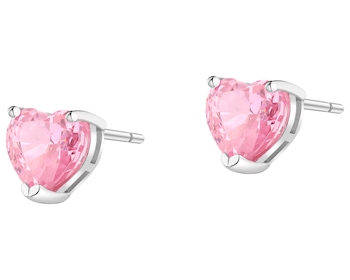 Kolczyki srebrne z cyrkoniami - serca