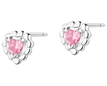 Kolczyki srebrne z cyrkoniami - serca