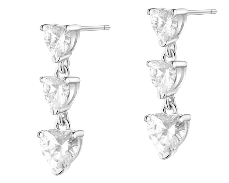 Kolczyki srebrne z cyrkoniami - serca