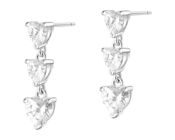 Kolczyki srebrne z cyrkoniami - serca