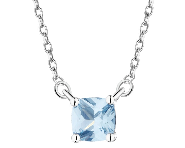 Naszyjnik srebrny z cyrkonią - kwadrat