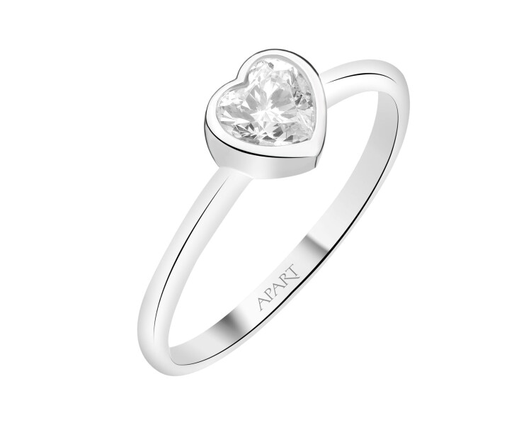 Pierścionek srebrny z cyrkonią - serce