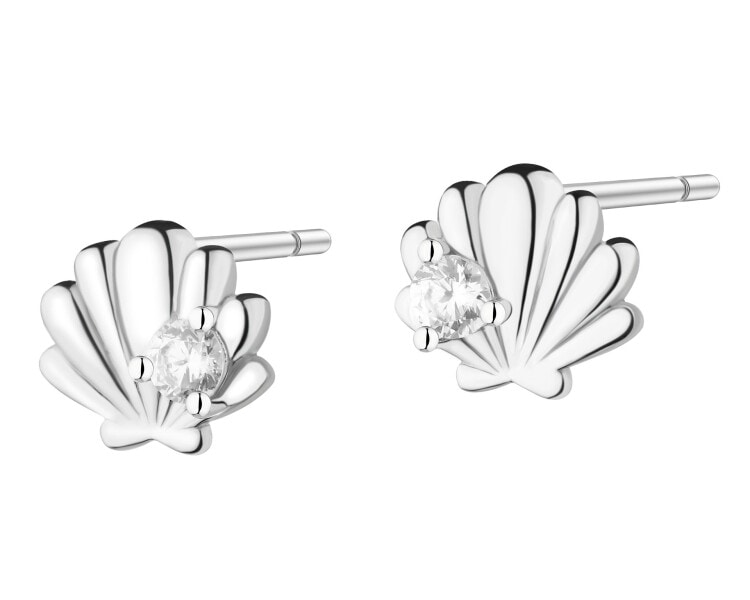 Kolczyki srebrne z cyrkoniami - muszle