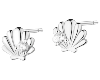 Kolczyki srebrne z cyrkoniami - muszle