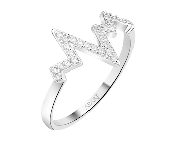 Pierścionek srebrny z cyrkoniami - EKG serca