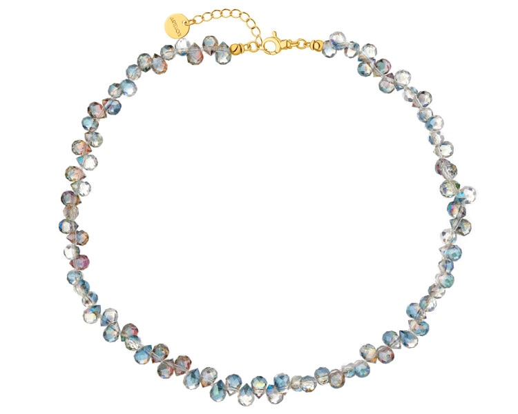 Naszyjnik z mosiądzu pozłacany ze szklanymi detalami