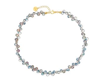 Naszyjnik z mosiądzu pozłacany ze szklanymi detalami