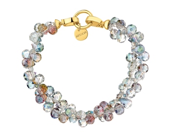 Bransoletka z mosiądzu pozłacana ze szklanymi detalami