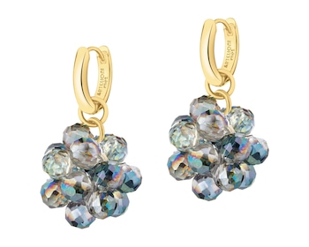 Kolczyki z mosiądzu pozłacane ze szklanymi detalami