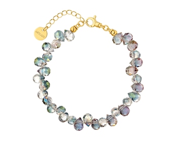 Bransoletka z mosiądzu pozłacana ze szklanymi detalami