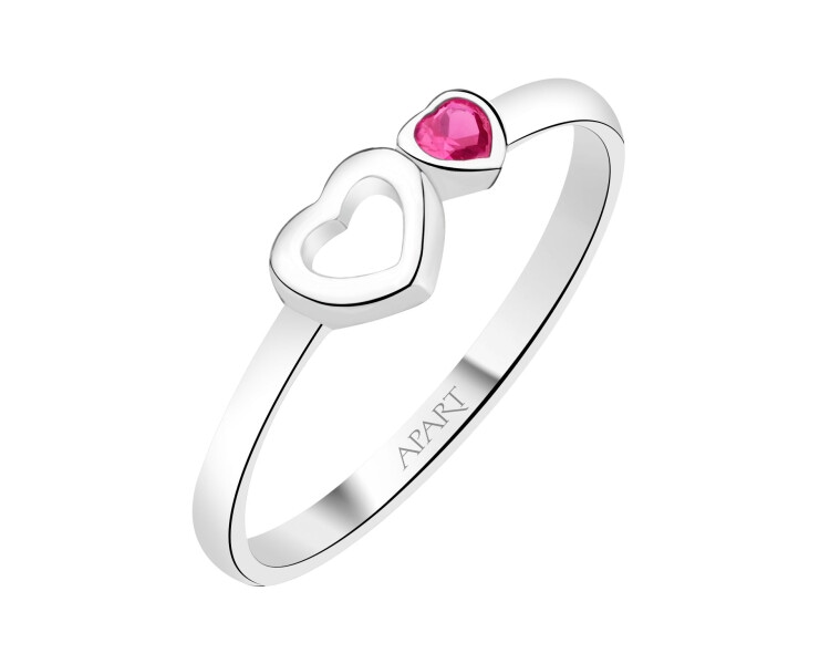 Pierścionek srebrny z cyrkonią - serca