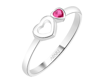 Pierścionek srebrny z cyrkonią - serca