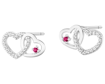 Kolczyki srebrne z cyrkoniami - serca