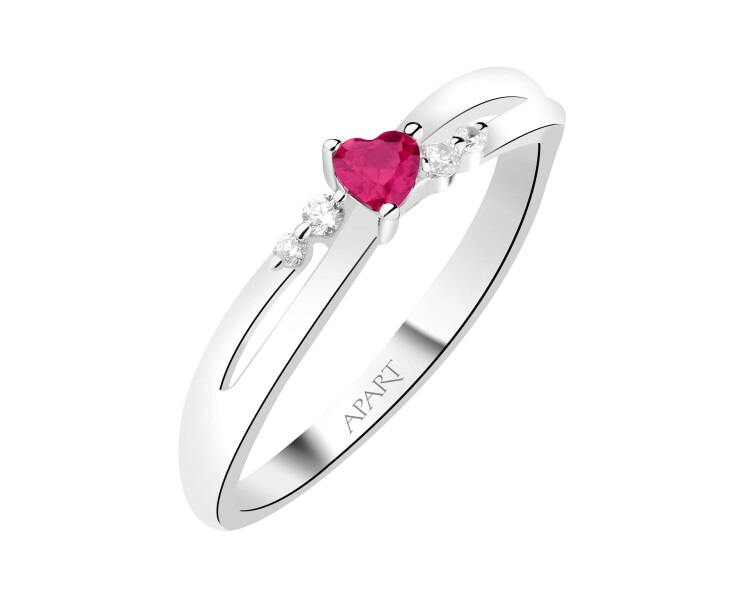 Pierścionek srebrny z cyrkoniami - serce