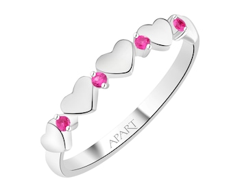 Pierścionek srebrny z cyrkoniami - serca