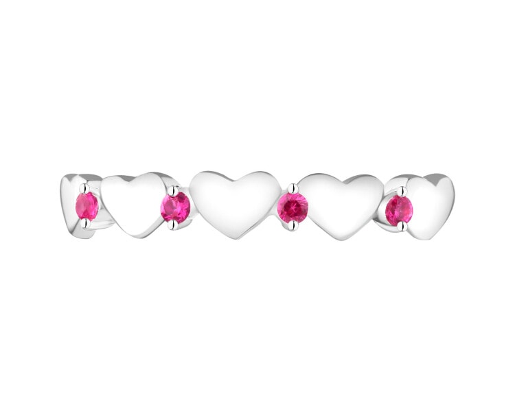 Pierścionek srebrny z cyrkoniami - serca