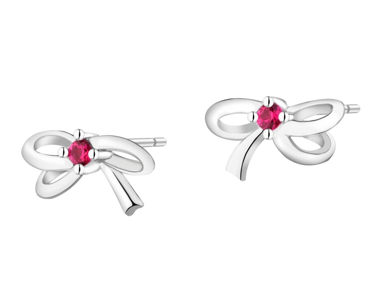 Kolczyki srebrne z cyrkoniami - kokardki