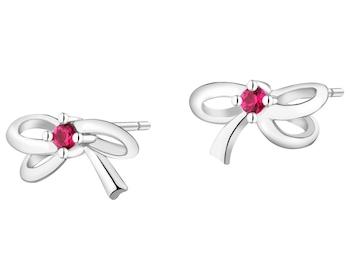 Kolczyki srebrne z cyrkoniami - kokardki