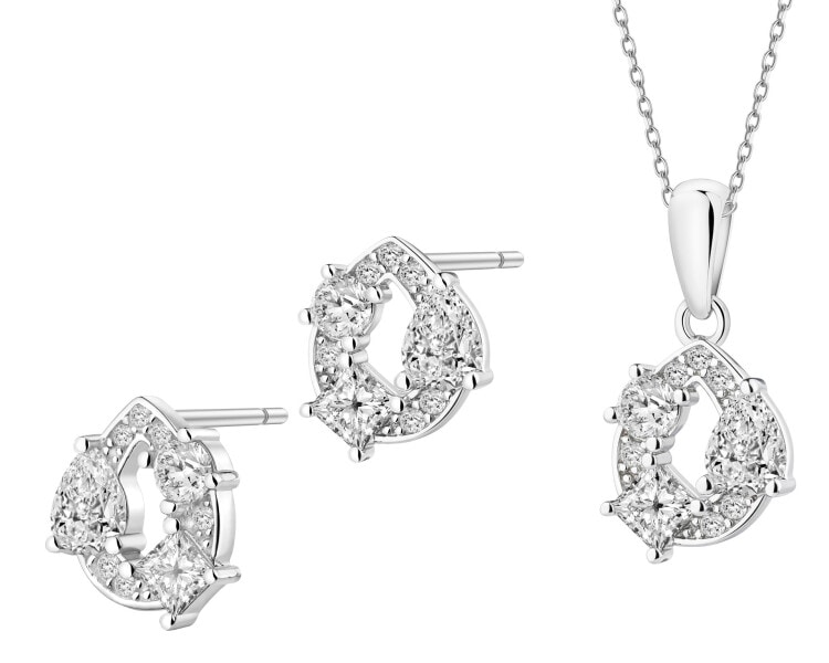 Srebrne kolczyki i zawieszka z cyrkoniami