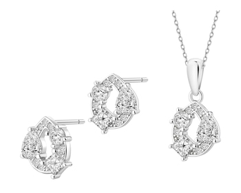 Srebrne kolczyki i zawieszka z cyrkoniami