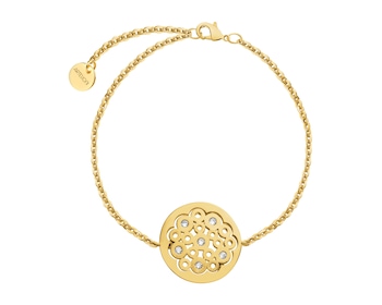 Bransoletka z mosiądzu pozłacana z cyrkoniami