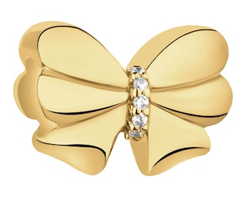 Zawieszka srebrna beads z cyrkoniami - kokardka