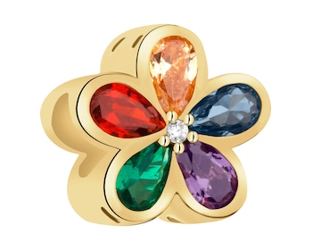 Zawieszka srebrna beads z cyrkoniami - kwiat