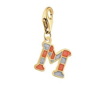 Zawieszka srebrna charms z emalią - litera M