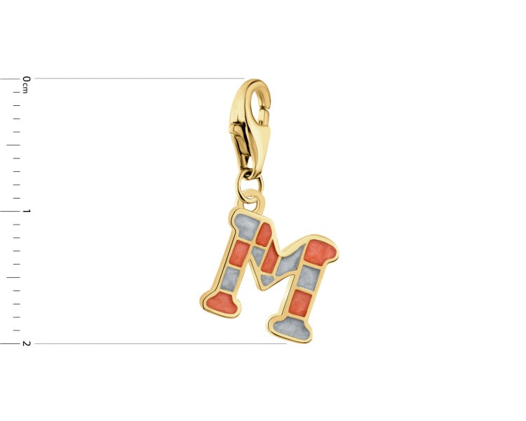 Pozlacený stříbrný přívěsek Charms se smaltem - písmeno M