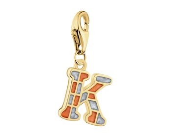 Zawieszka srebrna charms z emalią - litera K