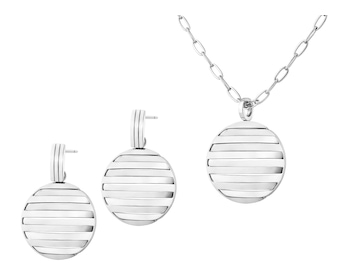 Kolczyki i naszyjnik ze stali szlachetnej - koło