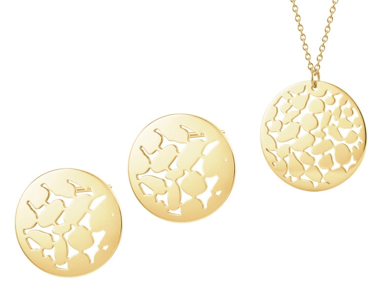 Kolczyki i naszyjnik ze stali szlachetnej - koło