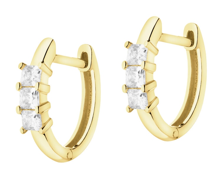 Złote kolczyki z cyrkoniami - koła