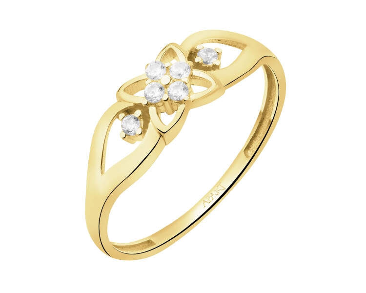 8 K Yellow Gold Ring with Cubic Zirconia