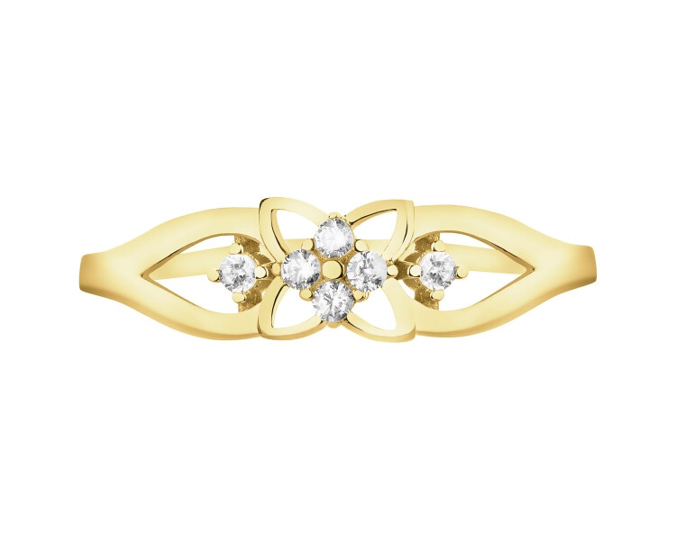 8 K Yellow Gold Ring with Cubic Zirconia