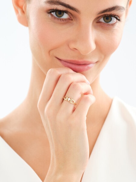 Zlatý prsten se zirkony - květ