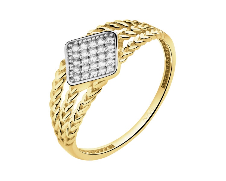 Złoty pierścionek z cyrkoniami