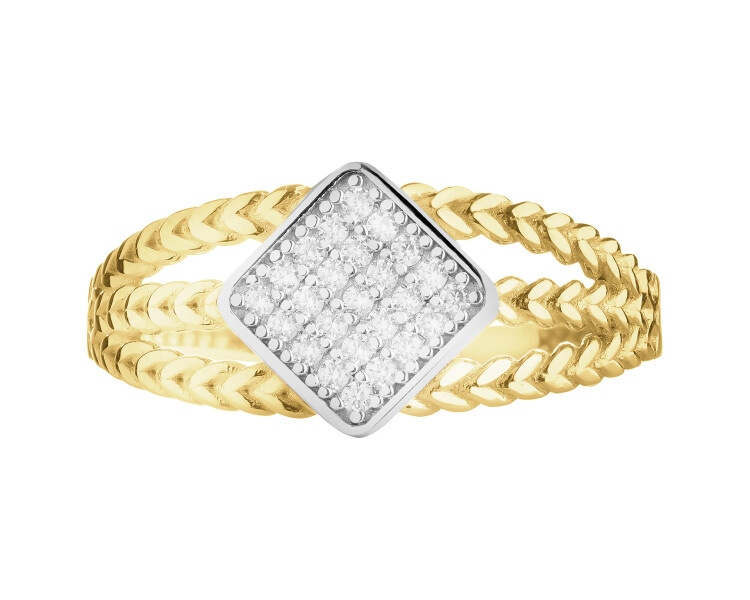 Złoty pierścionek z cyrkoniami