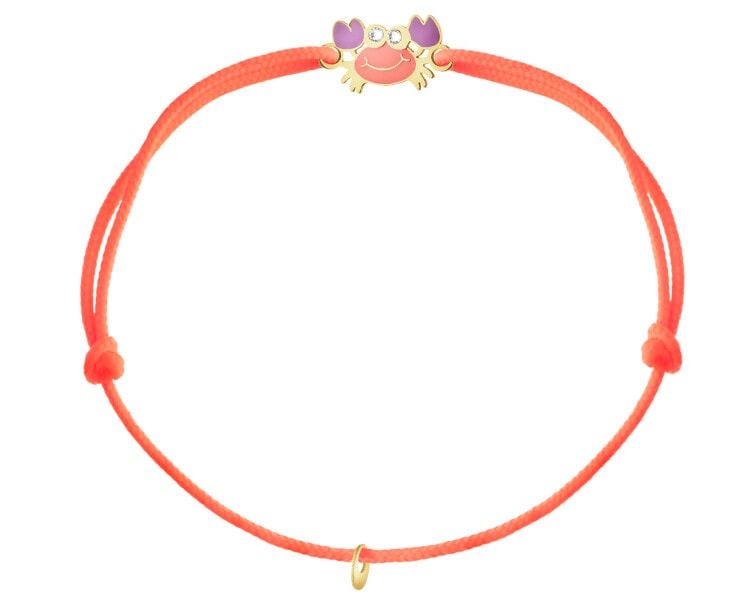 Bransoletka z emalią, cyrkoniami i elementami z żółtego złota - krab