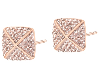 Kolczyki ze stali szlachetnej z kryształami - kwadrat