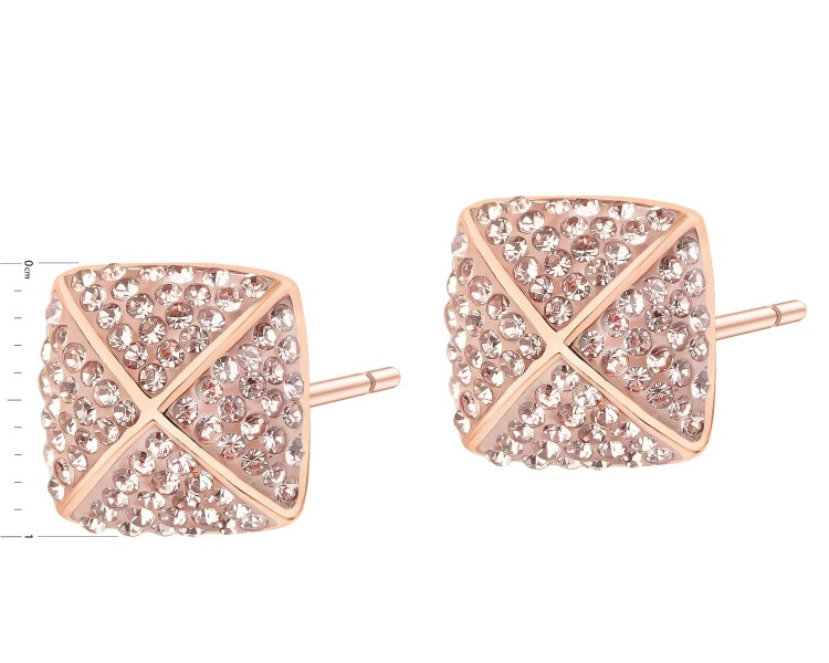 Náušnice z ušlechtilé oceli s krystaly - čtverec