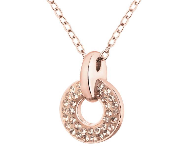 Naszyjnik ze stali szlachetnej z kryształami - koło