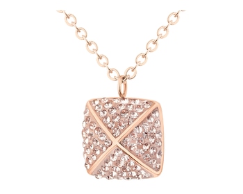 Naszyjnik ze stali szlachetnej z kryształami - kwadrat