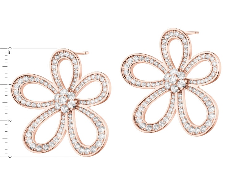 Gold-Plated Brass, Gold-Plated Silver Earrings with Cubic Zirconia