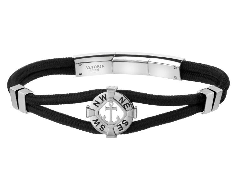 Bransoletka ze stali szlachetnej z emalią - kotwica