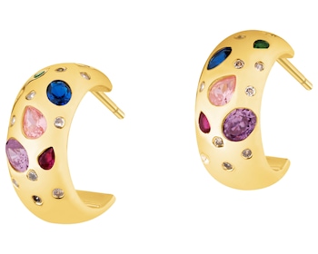 Kolczyki z mosiądzu pozłacane z cyrkoniami