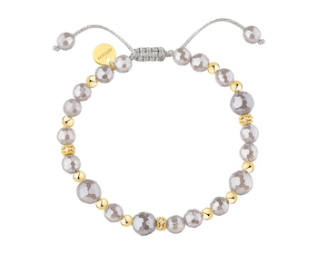 Bransoletka z mosiądzu pozłacana z agatami i cyrkoniami