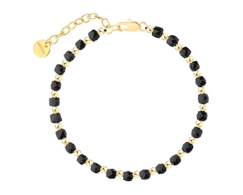 Bransoletka z mosiądzu pozłacana z agatami