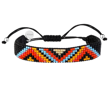 Bransoletka z elementami z mosiądzu rodowanego i szklanymi koralikami