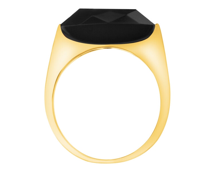 Pierścionek z mosiądzu pozłacany z agatem